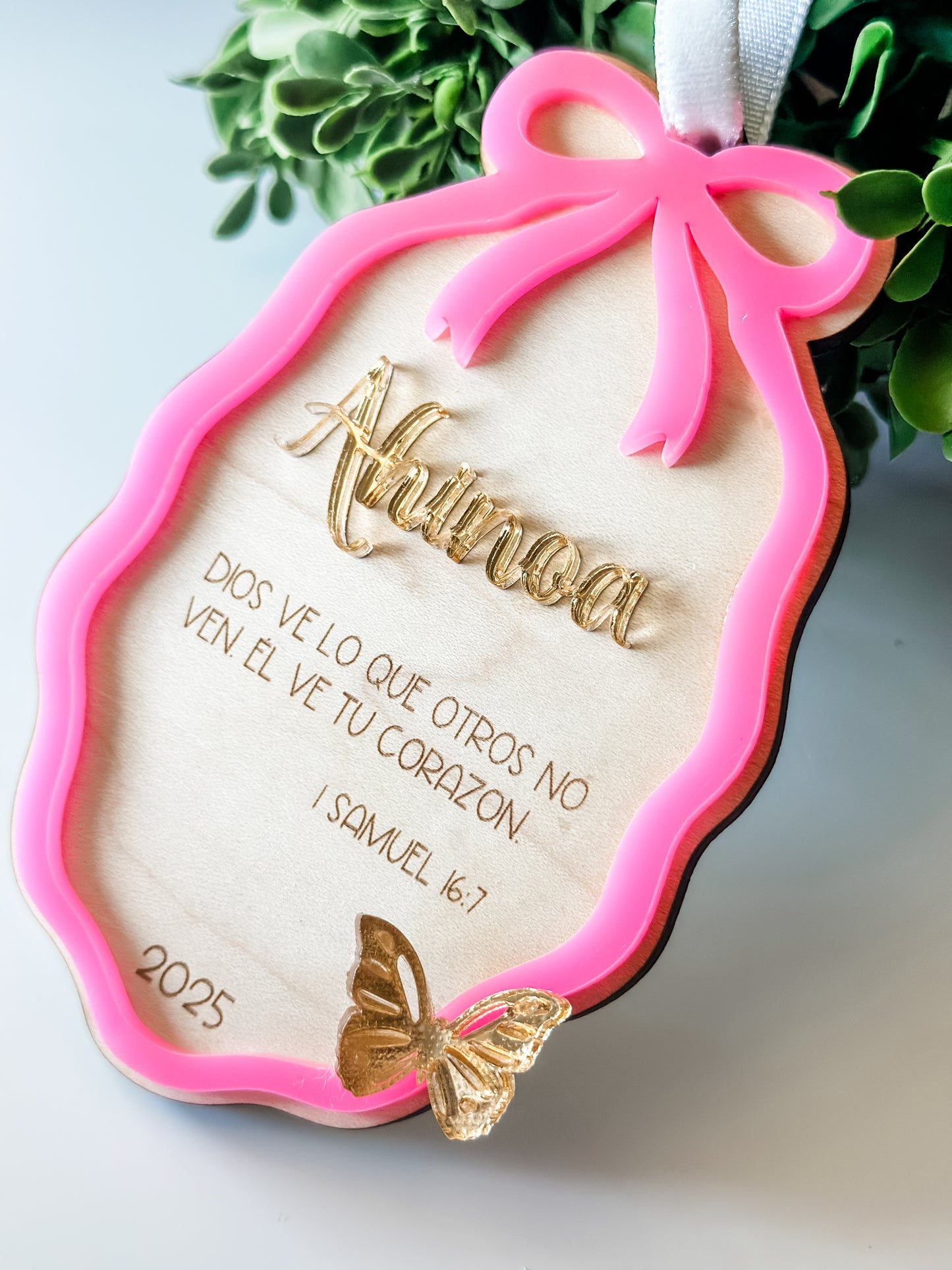 Personalized Christian Ornament with Name and Bible Verse Custom Colors Scripture and Message 4.5×5 Handmade Keepsake
