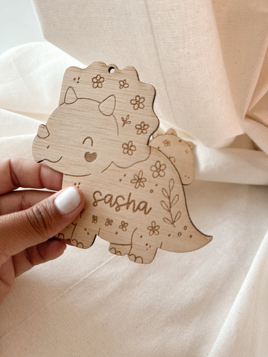 Personalized Dinosaur Ornament for Girls with Name