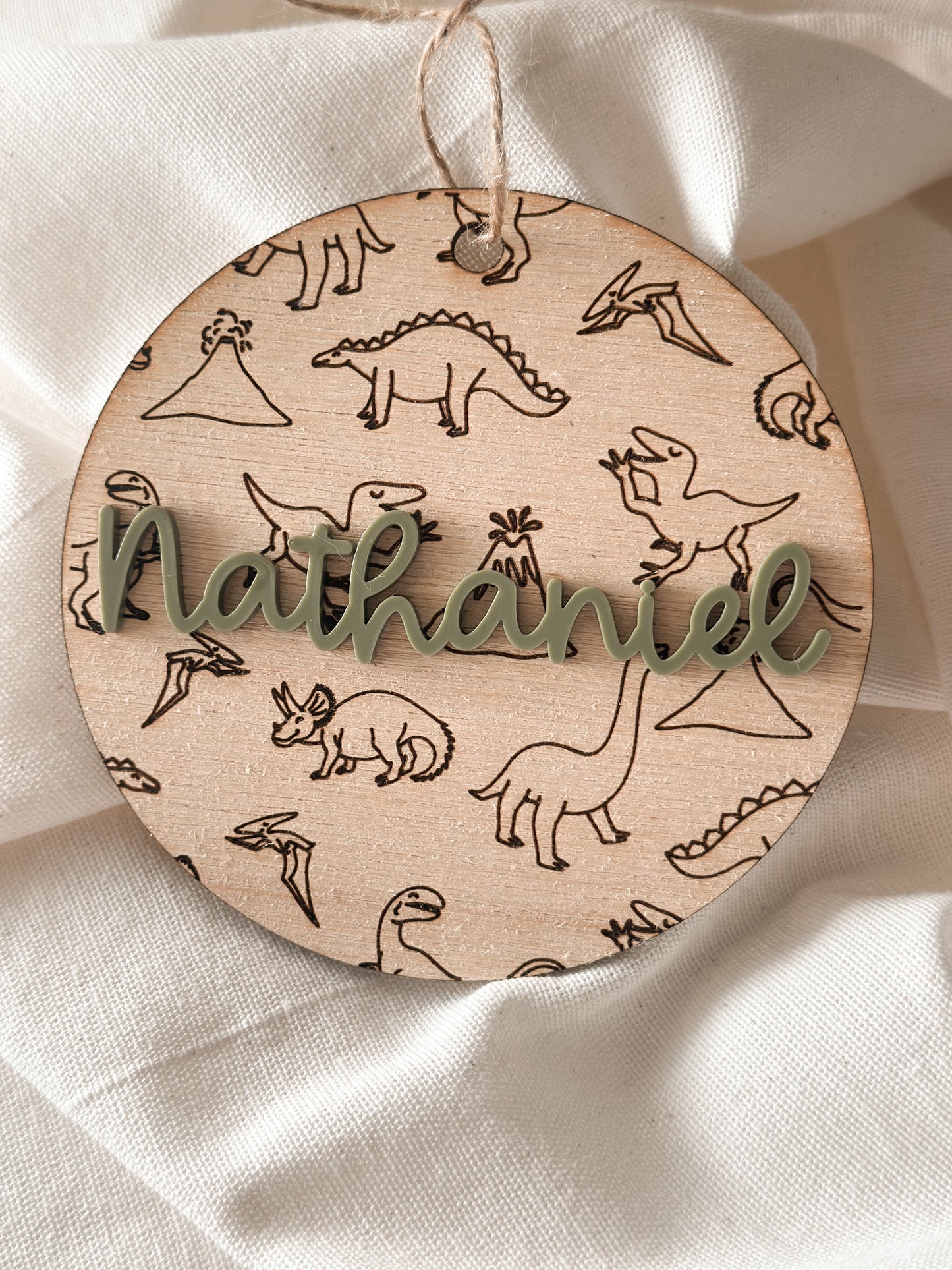 Personalized Dinosaur Wooden Ornament