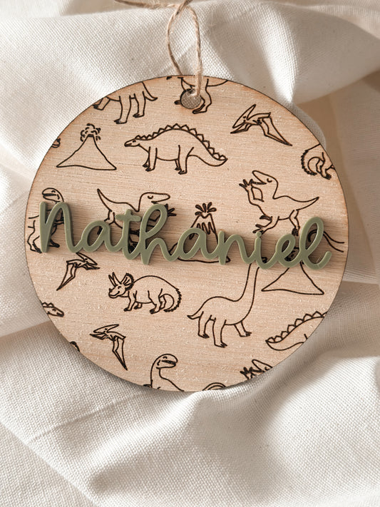 Personalized Dinosaur Wooden Ornament