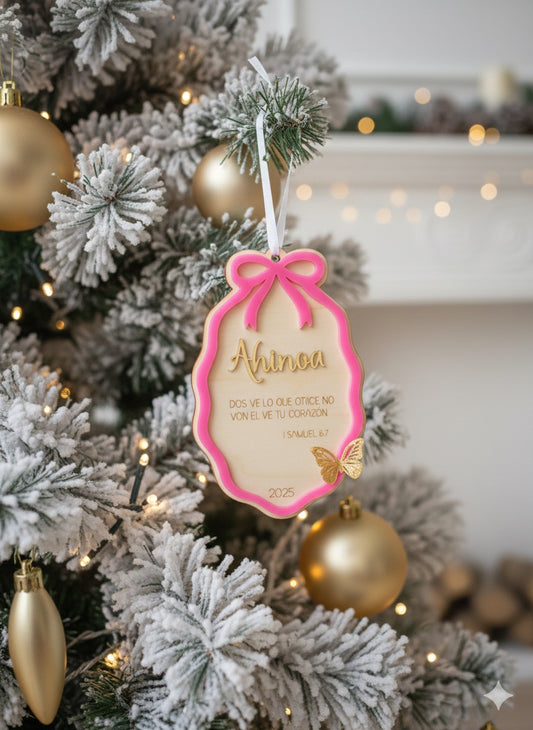 Personalized Christian Ornament with Name and Bible Verse Custom Colors Scripture and Message 4.5×5 Handmade Keepsake