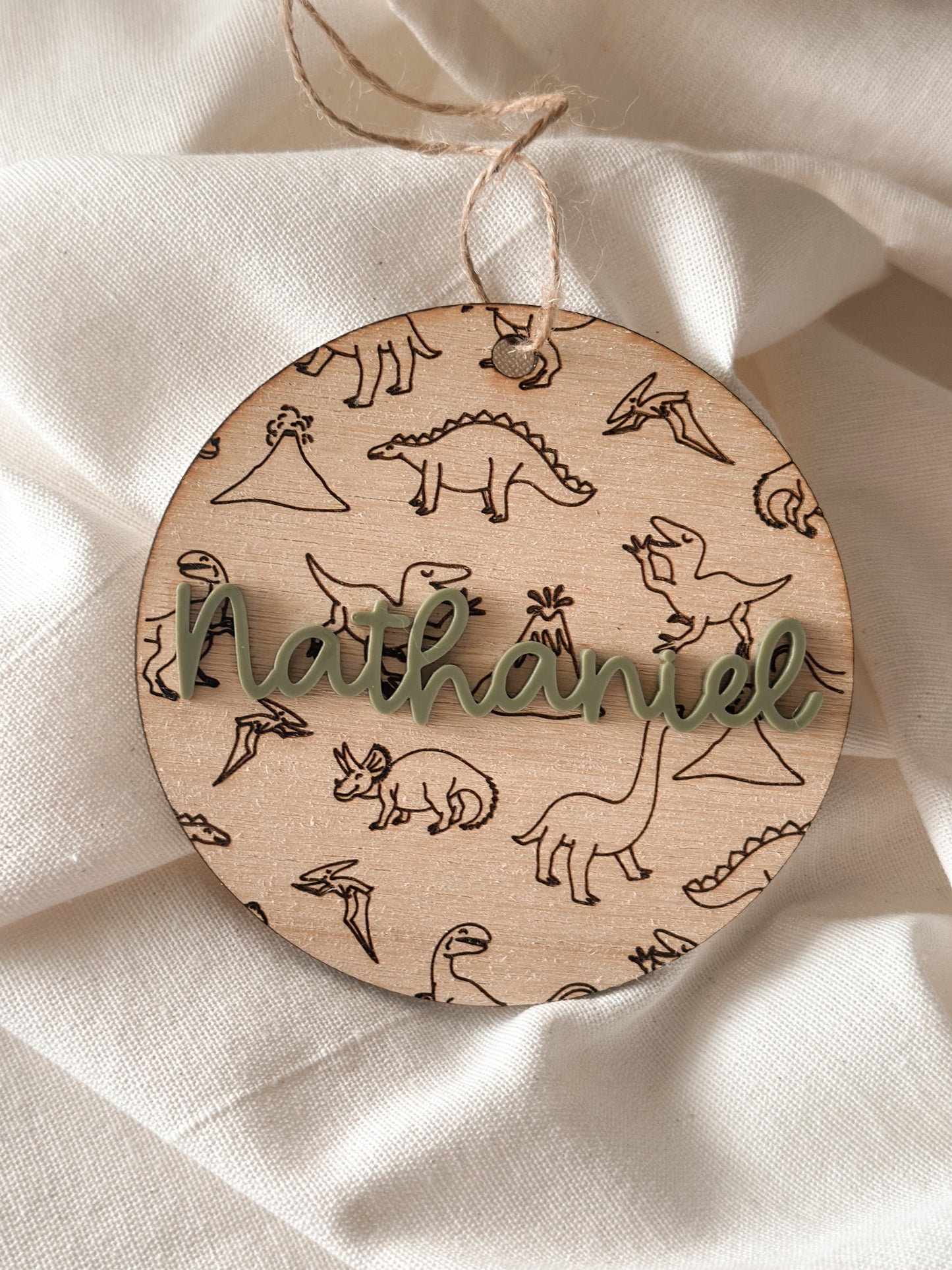 Personalized Dinosaur Wooden Ornament
