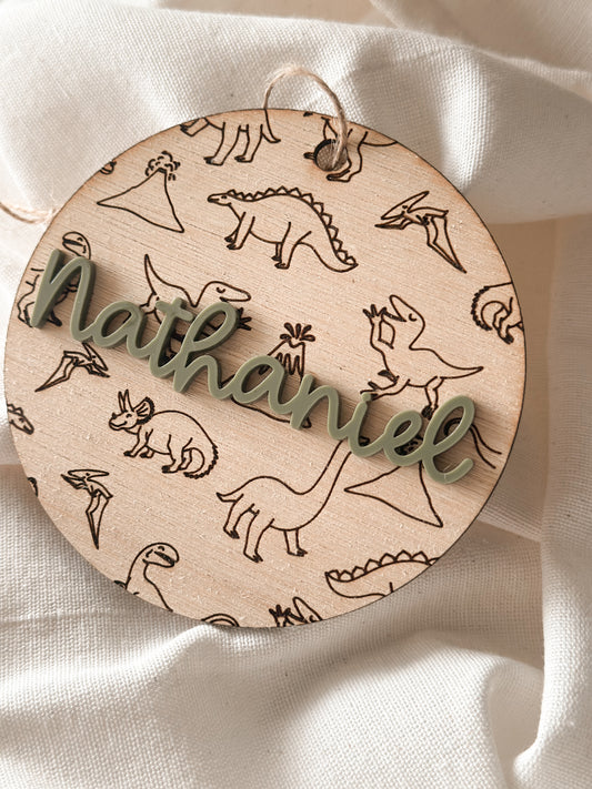 Personalized Dinosaur Wooden Ornament